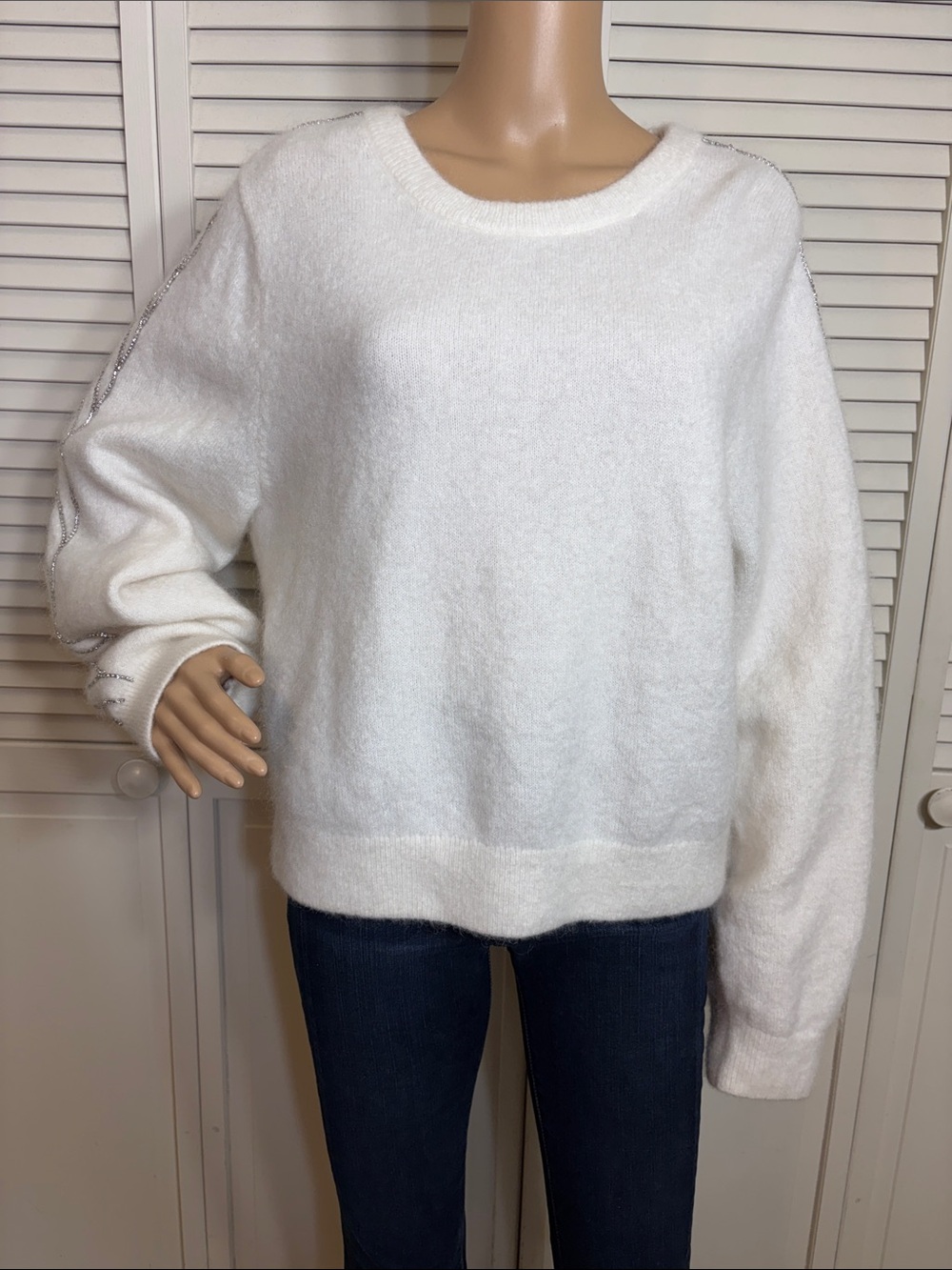 & Other Stories Wool & Mohair Sweater with Diamond Embellishments Large